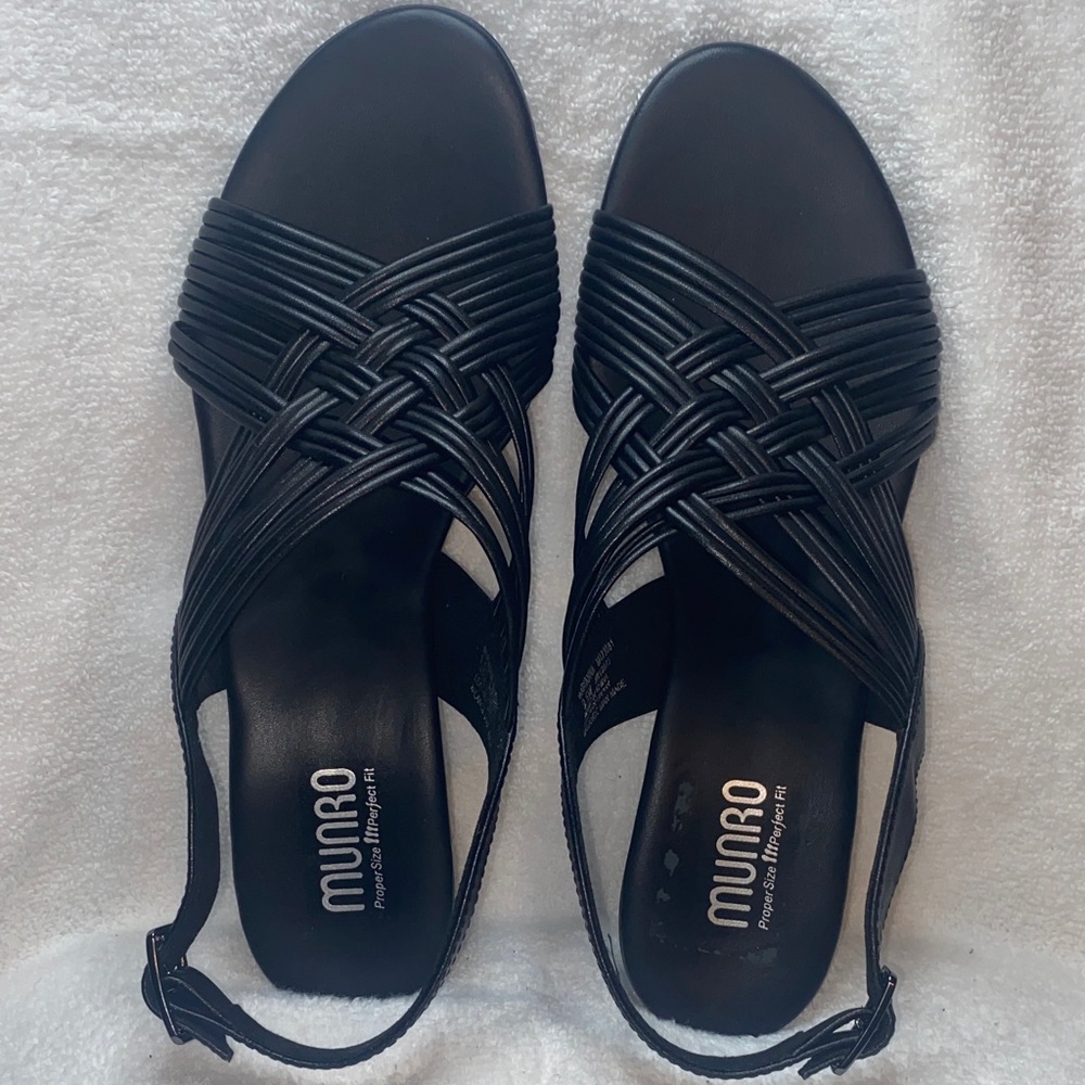 Munro Black Braided Slingback Sandals